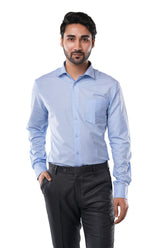 Poly Cotton Fil-a-fil Executive Ocean Blue Formal Shirt