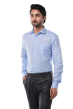 Poly Cotton Fil-a-fil Executive Ocean Blue Formal Shirt