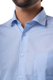 Poly Cotton Fil-a-fil Executive Ocean Blue Formal Shirt