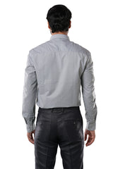 Smoke Grey 72% Poly 28% Cotton Formal Shirt for Men | Tangible Executive Fil-a-Fil Grey Classic Fit