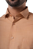 Poly Cotton Fil-a-fil Executive Almond Beige Formal Shirt