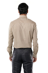 Sandstone Khaki 72% Poly 28% Cotton Formal Shirt for Men | Tangible Executive 72% Polyester + 28% Cotton Fil-a-Fil Classic Fit