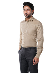 Sandstone Khaki 72% Poly 28% Cotton Formal Shirt for Men | Tangible Executive 72% Polyester + 28% Cotton Fil-a-Fil Classic Fit