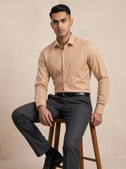 Rustic Beige Fil-a-Fil Formal Shirt
