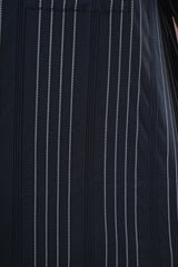 Deep Navy Blue 66% Cotton 30% Poly 4% Elastane Cuban Collar Shirt for Men | Jacquard Stripe Classic Fit Navy Shirt