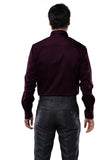 Cotton Elastane Luxe Satin Merlot Plum Formal Shirt