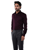 Cotton Elastane Luxe Satin Merlot Plum Formal Shirt