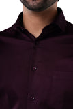 Cotton Elastane Luxe Satin Merlot Plum Formal Shirt