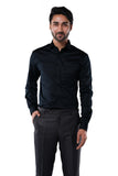 Cotton Elastane Luxe Satin Midnight Navy Formal Shirt