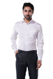 Cotton Elastane Luxe Satin Pearl White Formal Shirt