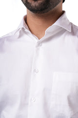 Pearl White 98% Cotton 2% Elastane Full Sleeve Formal Shirt for Men | Tangible Luxe Satin Finish Classic Fit Shirt