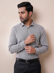Charcoal Grey Micro Checks Formal Shirt