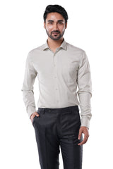 Olive Mist 80% Poly 20% Cotton Full Sleeve Formal Shirt for Men | Refined Micro Checks Classic Fit Classic Shirt