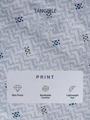 Marine Blue Printed Cotton Casual Shirt