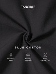 Midnight Black Slub Cotton Casual Shirt