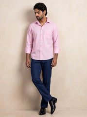 Rose Quartz Slub Cotton Casual Shirt
