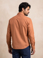 Amber Brown Slub Cotton Casual Shirt