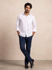 Phantom White Slub Cotton Casual Shirt