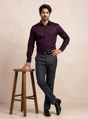 Merlot Plum Stretch Cotton Formal Shirt