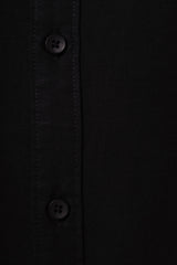 Midnight Black Slub Cotton Casual Shirt