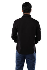 Midnight Black Slub Cotton Casual Shirt
