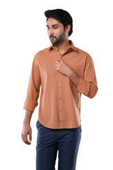 100% Slub Cotton Heritage Amber Brown Casual Shirt