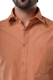 100% Slub Cotton Heritage Amber Brown Casual Shirt