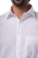 Phantom White Slub Cotton Casual Shirt