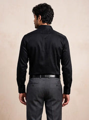 Onyx Black Stretch Cotton Formal Shirt