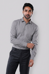 Poly Cotton Refined Pin Stripe Charcoal Grey Formal Shirt