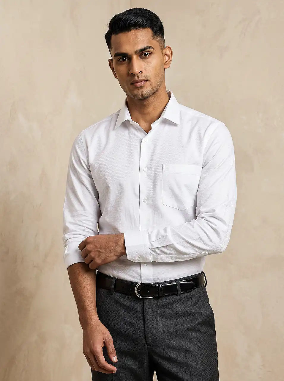 Prestige White Arrow Dobby Formal Shirt