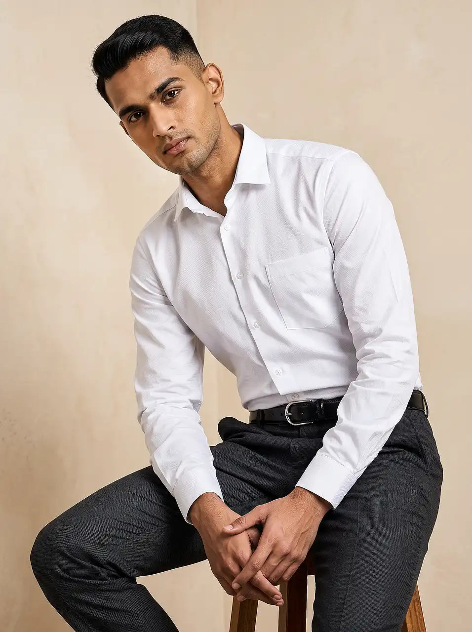 Pristine White Diamond Dobby Formal Shirt