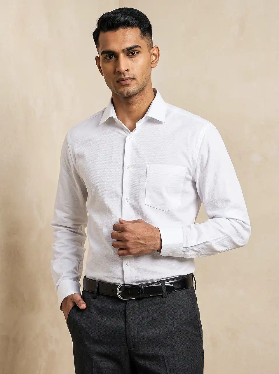 Pristine White Diamond Dobby Formal Shirt