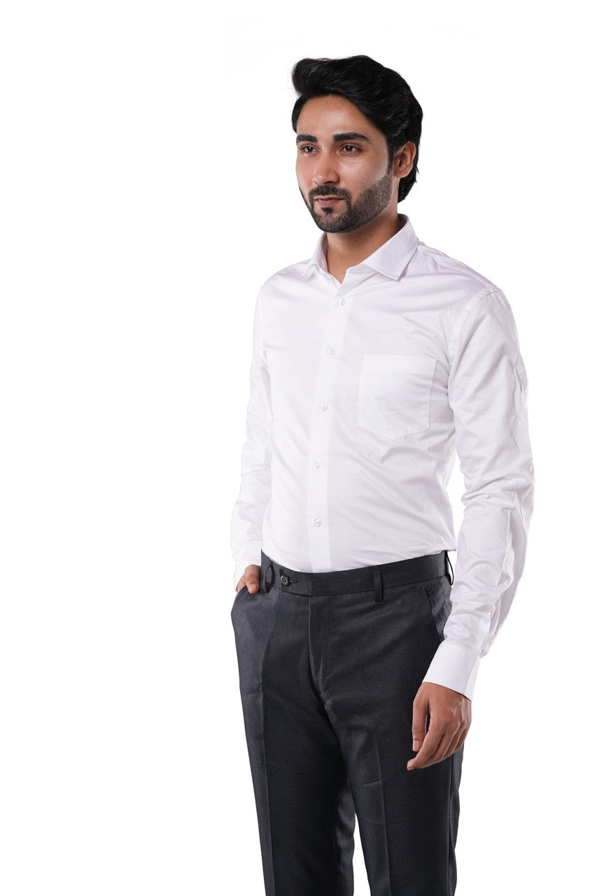 100% Cotton Signature Arrow Dobby White Formal Shirt
