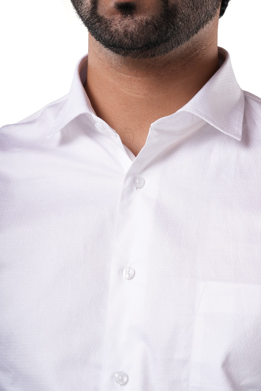 100% Cotton Signature Arrow Dobby White Formal Shirt