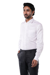 White 100% Cotton Pixel Dobby Formal Shirt for Men | Tangible Luxe Texture Classic Fit