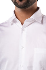 White 100% Cotton Pixel Dobby Formal Shirt for Men | Tangible Luxe Texture Classic Fit