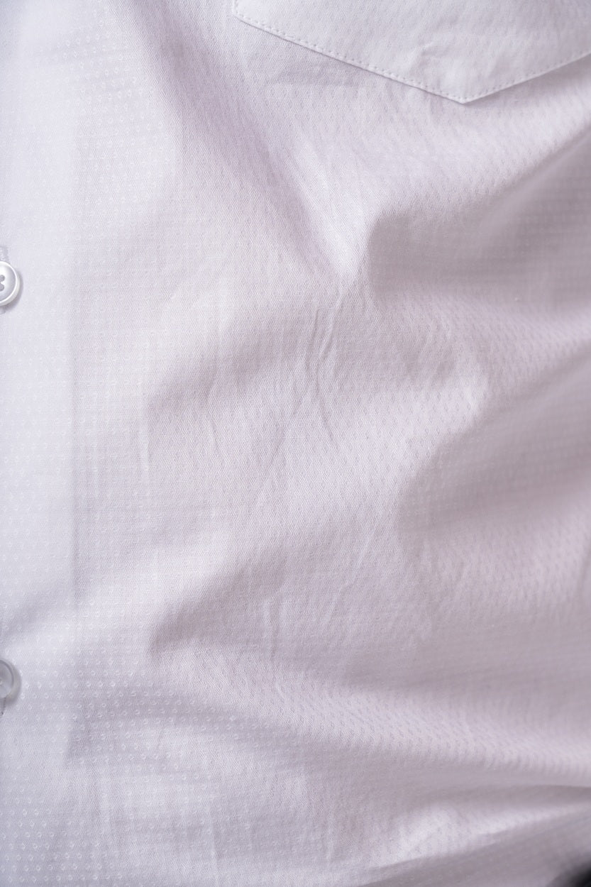 White 100% Cotton Diamond Dobby Formal Shirt for Men | Tangible Heritage Texture Classic Fit