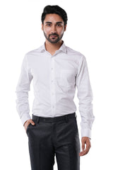 White 100% Cotton Diamond Dobby Formal Shirt for Men | Tangible Heritage Texture Classic Fit