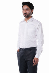 White 100% Cotton Diamond Dobby Formal Shirt for Men | Tangible Heritage Texture Classic Fit