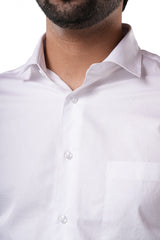 White 100% Cotton Diamond Dobby Formal Shirt for Men | Tangible Heritage Texture Classic Fit