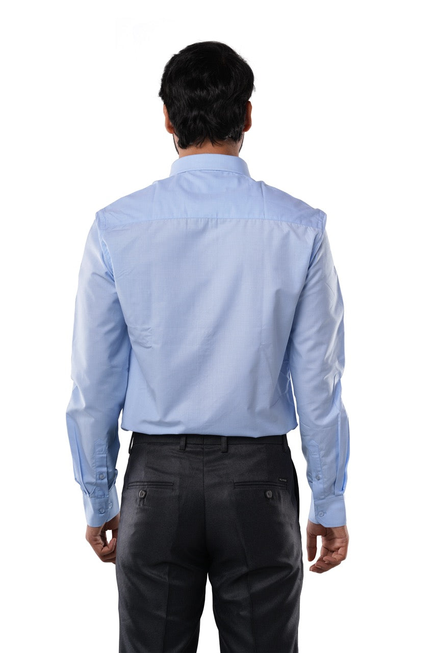 Poly Cotton Fil-a-fil Executive Ocean Blue Formal Shirt