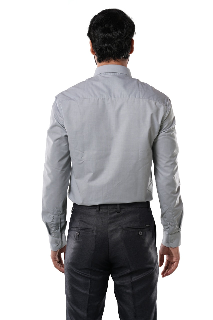 Smoke Grey 72% Poly 28% Cotton Formal Shirt for Men | Tangible Executive Fil-a-Fil Grey Classic Fit