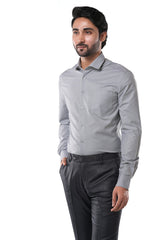 Smoke Grey 72% Poly 28% Cotton Formal Shirt for Men | Tangible Executive Fil-a-Fil Grey Classic Fit