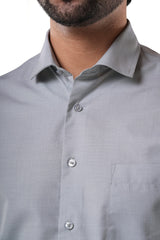 Smoke Grey 72% Poly 28% Cotton Formal Shirt for Men | Tangible Executive Fil-a-Fil Grey Classic Fit