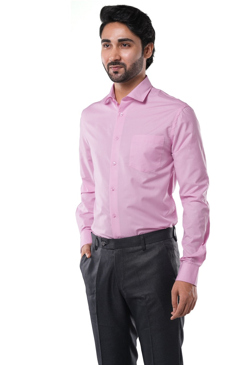 Poly Cotton Fil-a-fil Executive Blush Pink Formal Shirt