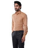 Poly Cotton Fil-a-fil Executive Almond Beige Formal Shirt