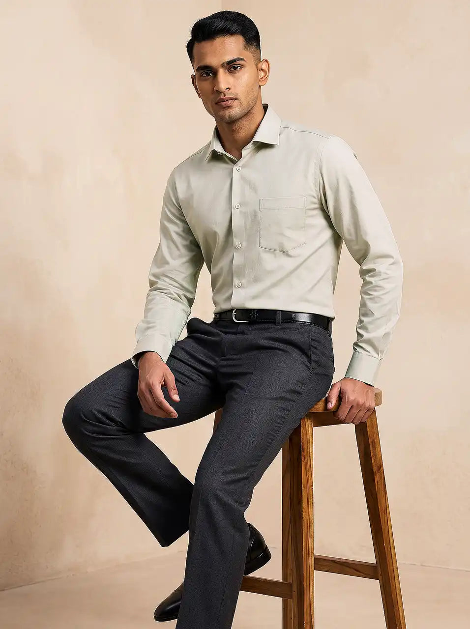 Almond Beige Fil-a-Fil Formal Shirt