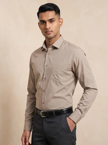 Sandstone Khaki Fil-a-Fil Formal Shirt