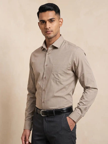 Sandstone Khaki Fil-a-Fil Formal Shirt